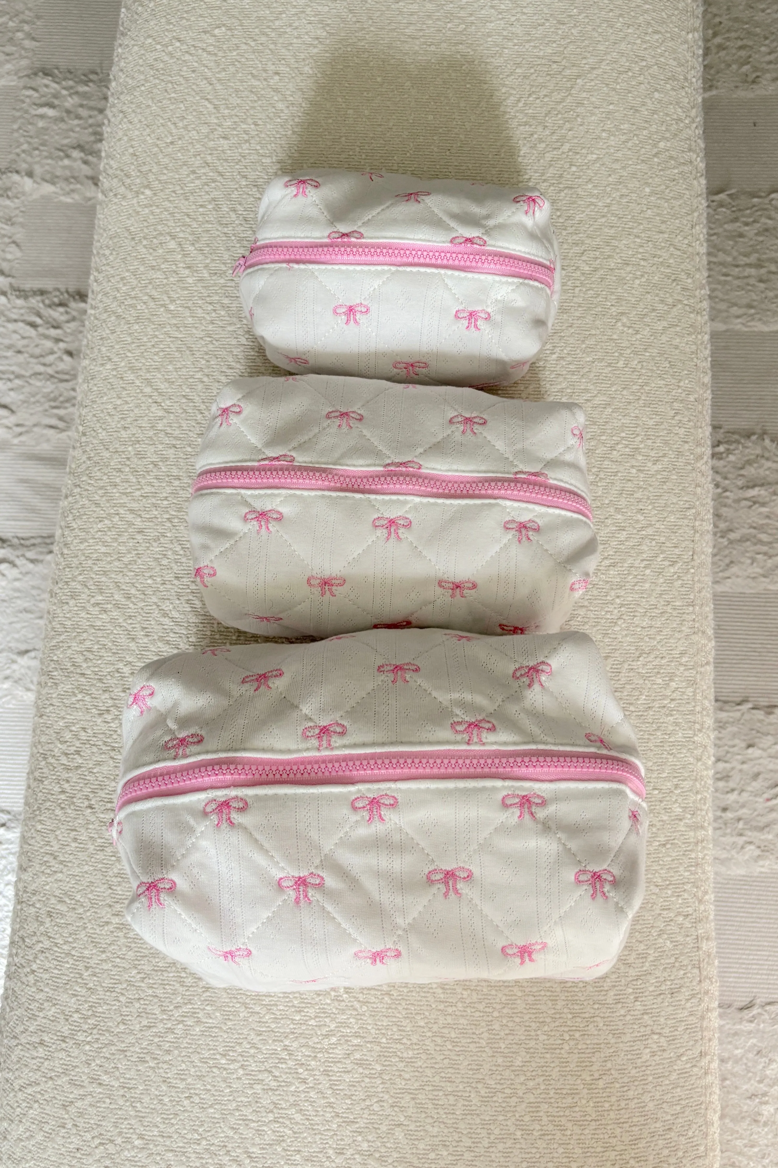 Pink Bows X-Large Embroidered Makeup Bag