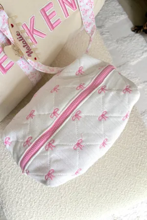 Pink Bows X-Large Embroidered Makeup Bag