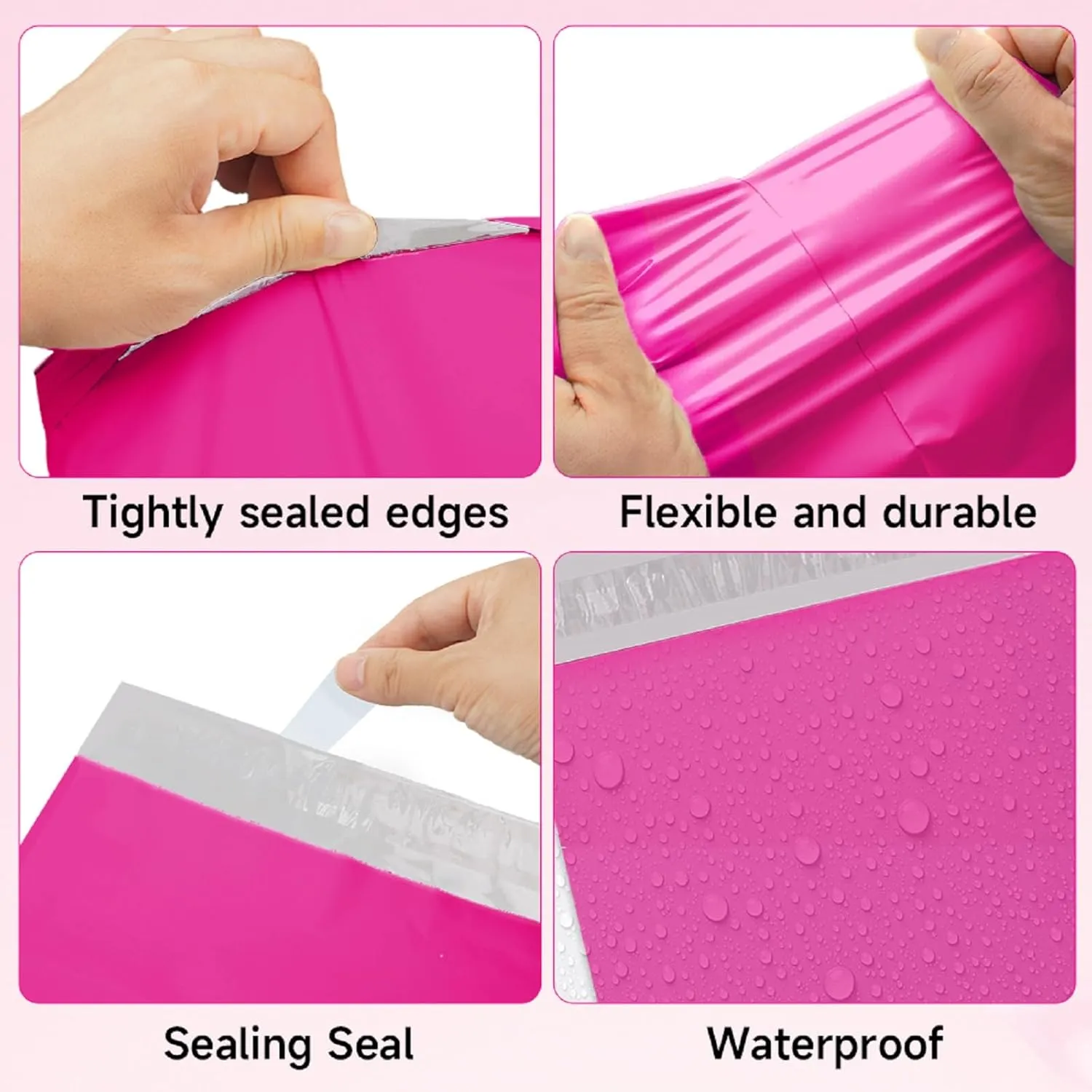 Pink Poly Mailers 14.5X19 100 Pack, Strong Adhesive Shipping Envelopes for Clothing/Shirt, Poly Bags for Small Businesses, Waterproof Mailing for Shipping, Packages Bags