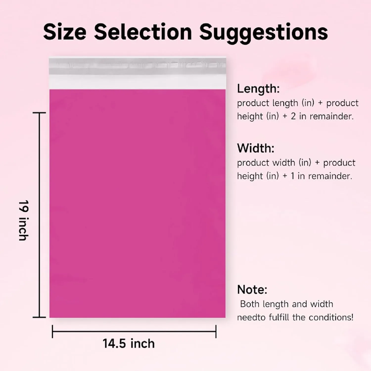 Pink Poly Mailers 14.5X19 100 Pack, Strong Adhesive Shipping Envelopes for Clothing/Shirt, Poly Bags for Small Businesses, Waterproof Mailing for Shipping, Packages Bags