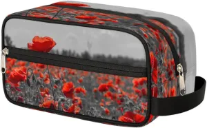 Poppy Flowers Travel Toiletry Bag for Women Men Small Cosmetic Makeup Organizer Water Resistant Shaving Bag Portable Make Up Bag Storage Bags with Handle