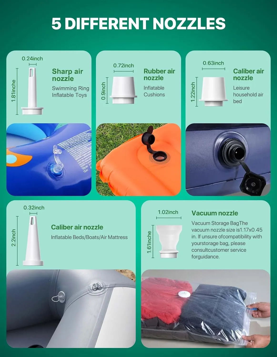 Portable Air Pump, 1600mh Battery Capacity with USB Cable, Rechargeable, for Inflating Pool Floats, Toys, Outdoor Air Beds, Vacuum Storage Bags, and Also Supports Deflation.