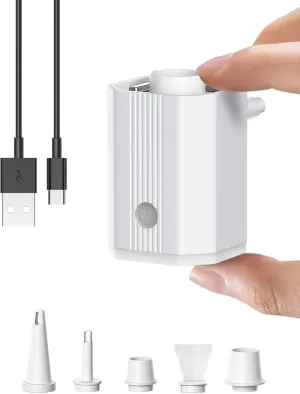 Portable Air Pump, 1600mh Battery Capacity with USB Cable, Rechargeable, for Inflating Pool Floats, Toys, Outdoor Air Beds, Vacuum Storage Bags, and Also Supports Deflation.