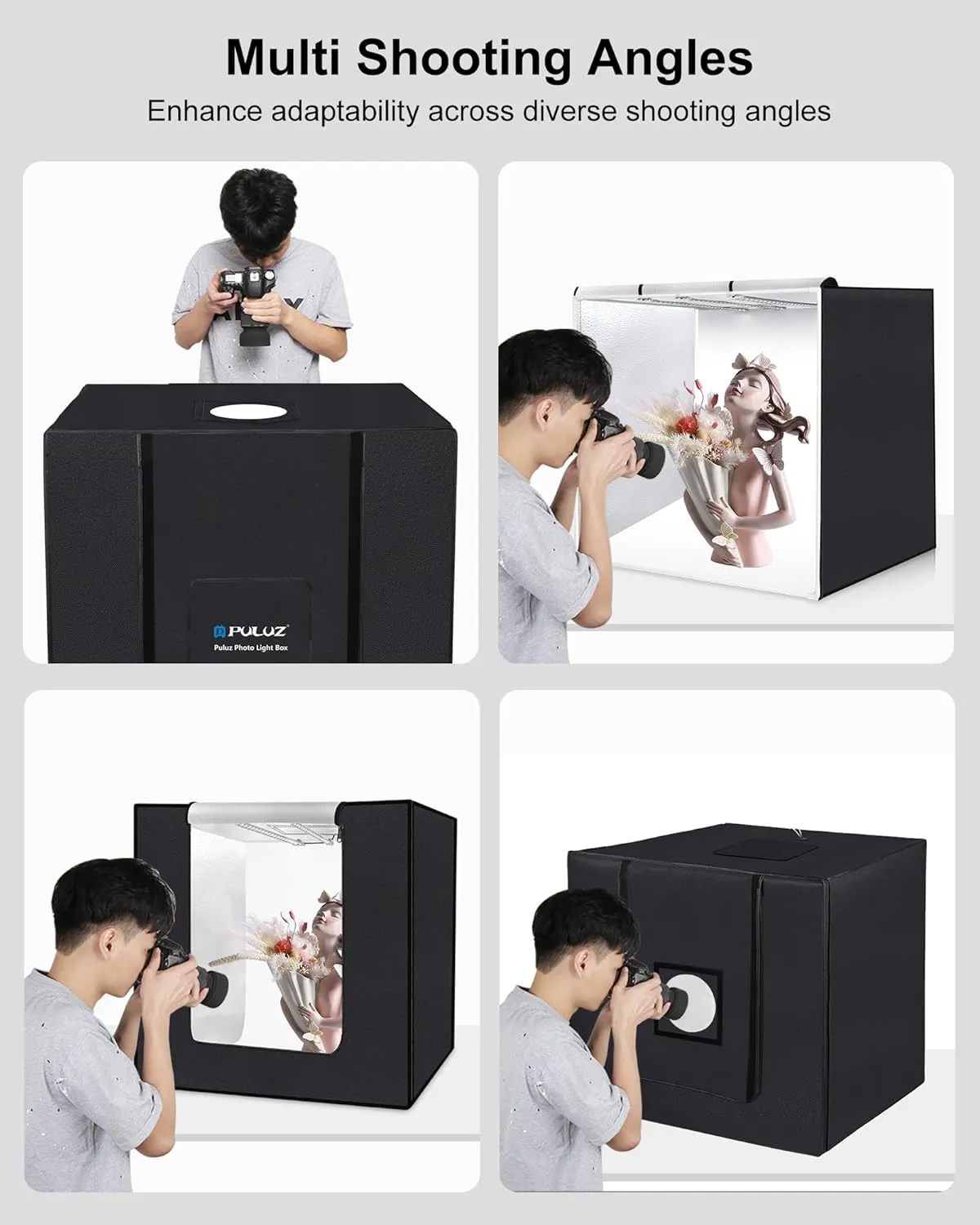 PULUZ Studio Light Box Photography, 31x31 inch Large Photo Light Box with 234 LED Beads, CRI >95, Professional Portable Photo Booth Shooting Tent Kit with 4 Color PVC Backdrops for Product Photography