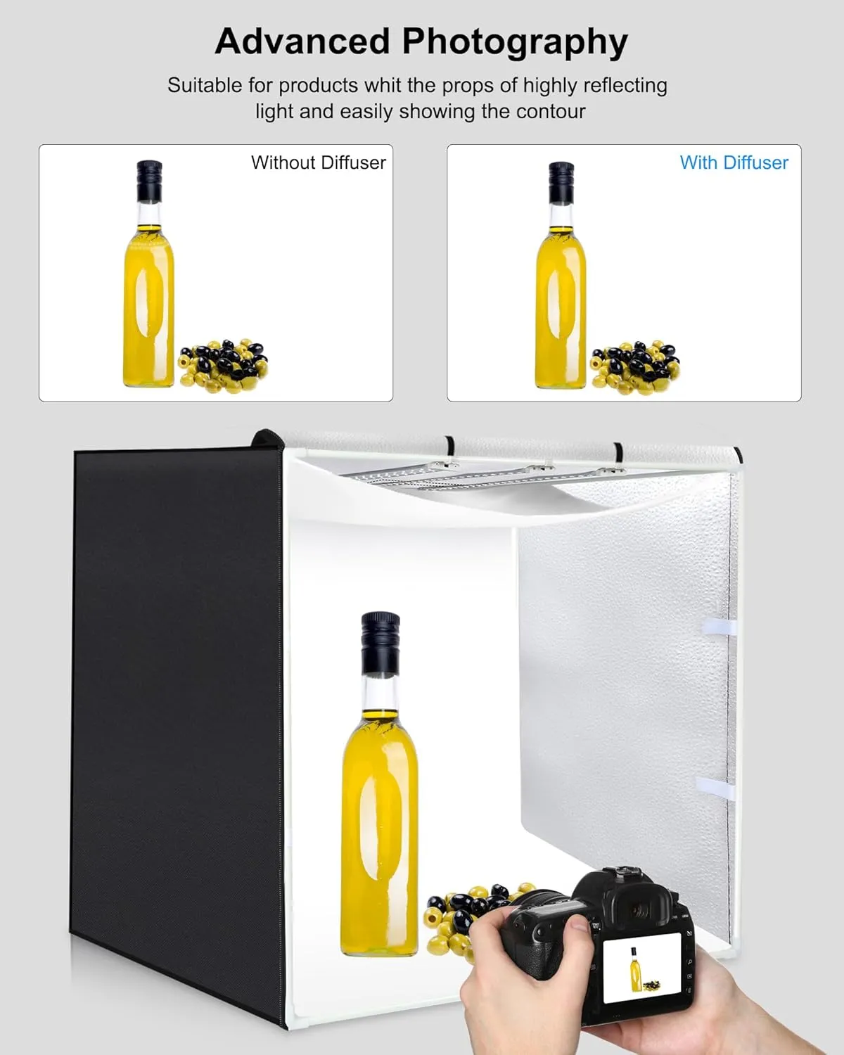 PULUZ Studio Light Box Photography, 31x31 inch Large Photo Light Box with 234 LED Beads, CRI >95, Professional Portable Photo Booth Shooting Tent Kit with 4 Color PVC Backdrops for Product Photography