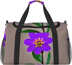 Purple Flower print Personal Item Bag Carry on Bag Underseat Travel Duffel Bags Gym Carry On Sports Bags
