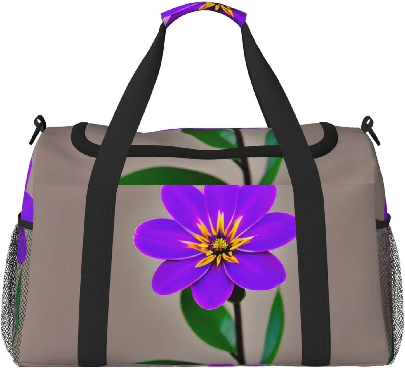 Purple Flower print Personal Item Bag Carry on Bag Underseat Travel Duffel Bags Gym Carry On Sports Bags