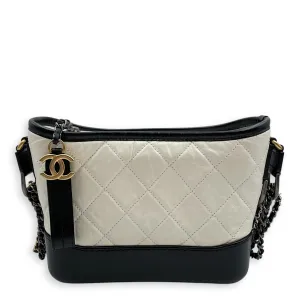 Quilted Gabrielle Small Multi-colour Shoulder Bag in Distressed Leather, 3-Tone hardware