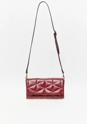 Quilted Studded Crossbody Red - Red