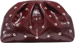 QWINEE Women's Elegant Studded Clutch Bag Magnet Ruched Bags Retro Vintage Evening Handbag