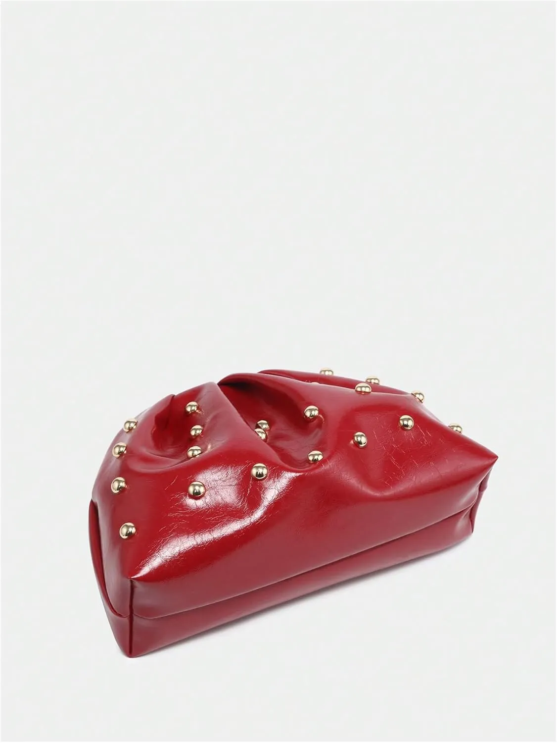 QWINEE Women's Elegant Studded Clutch Bag Magnet Ruched Bags Retro Vintage Evening Handbag