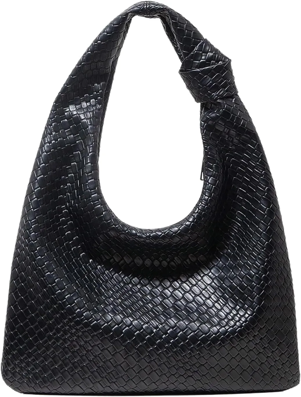 QWINEE Women's Hobo Bags Knot Strap Shoulder Bag Zipper Textured Pu Leather Tote Bag Evening Clutch Purse