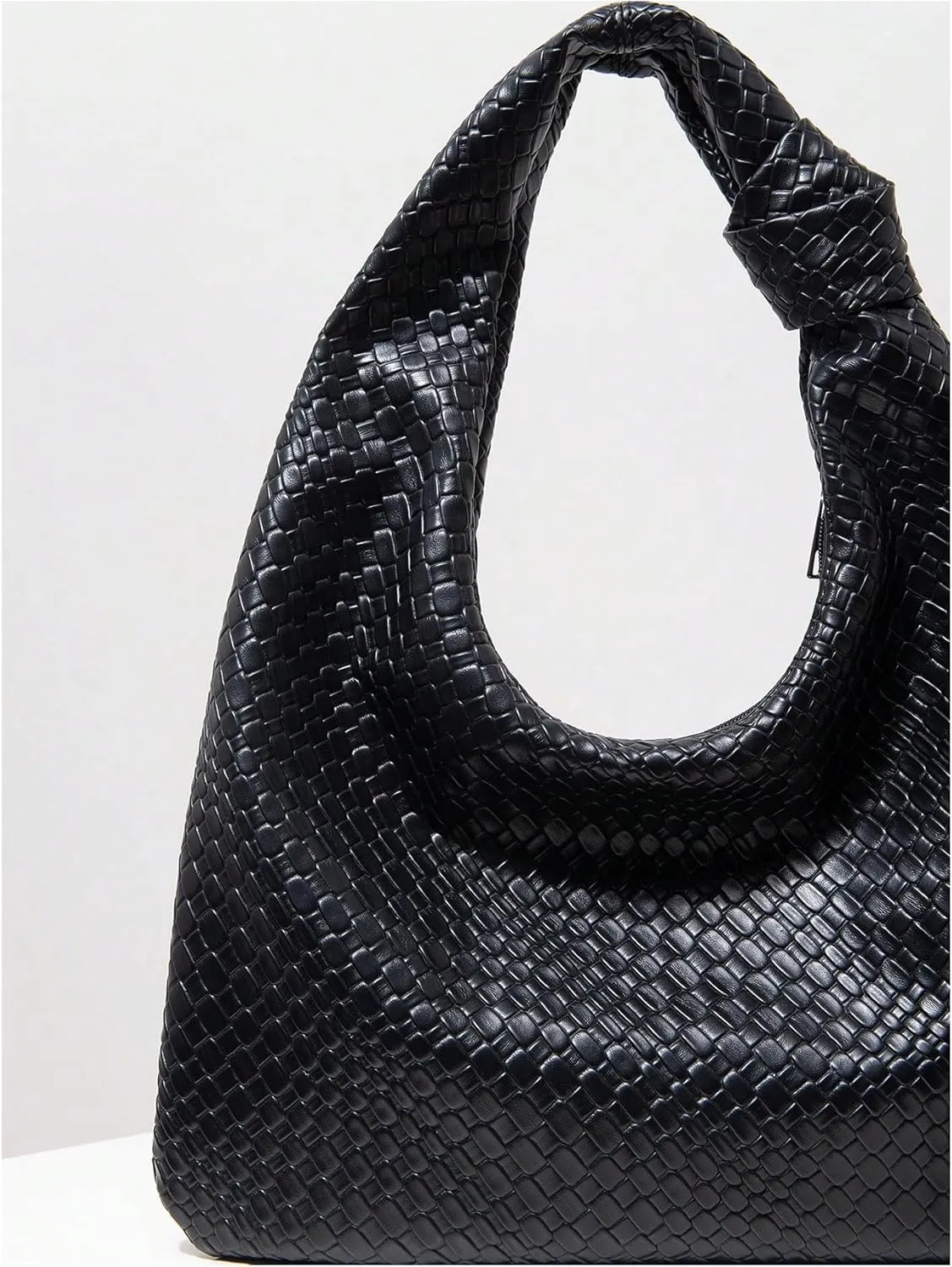 QWINEE Women's Hobo Bags Knot Strap Shoulder Bag Zipper Textured Pu Leather Tote Bag Evening Clutch Purse