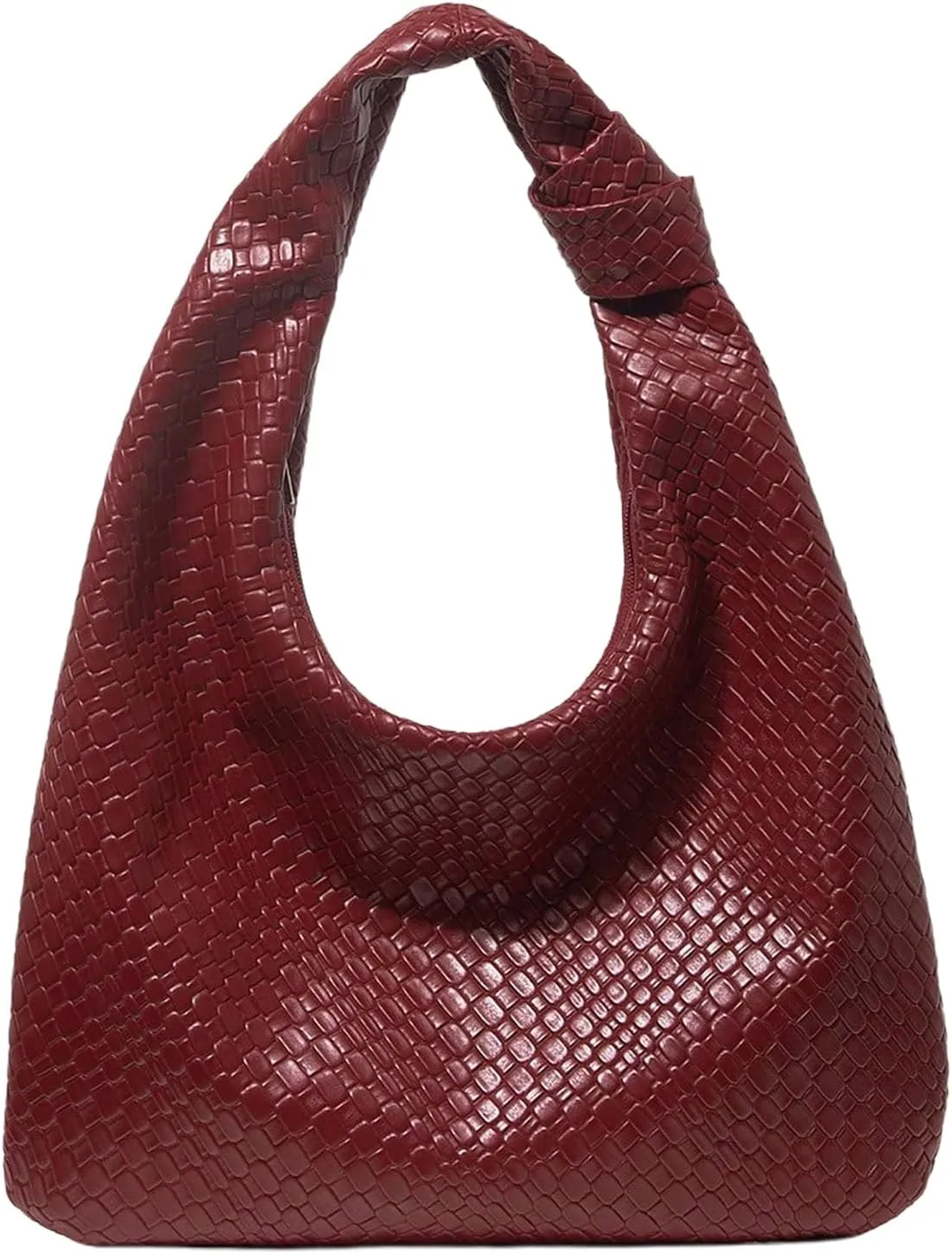 QWINEE Women's Hobo Bags Knot Strap Shoulder Bag Zipper Textured Pu Leather Tote Bag Evening Clutch Purse