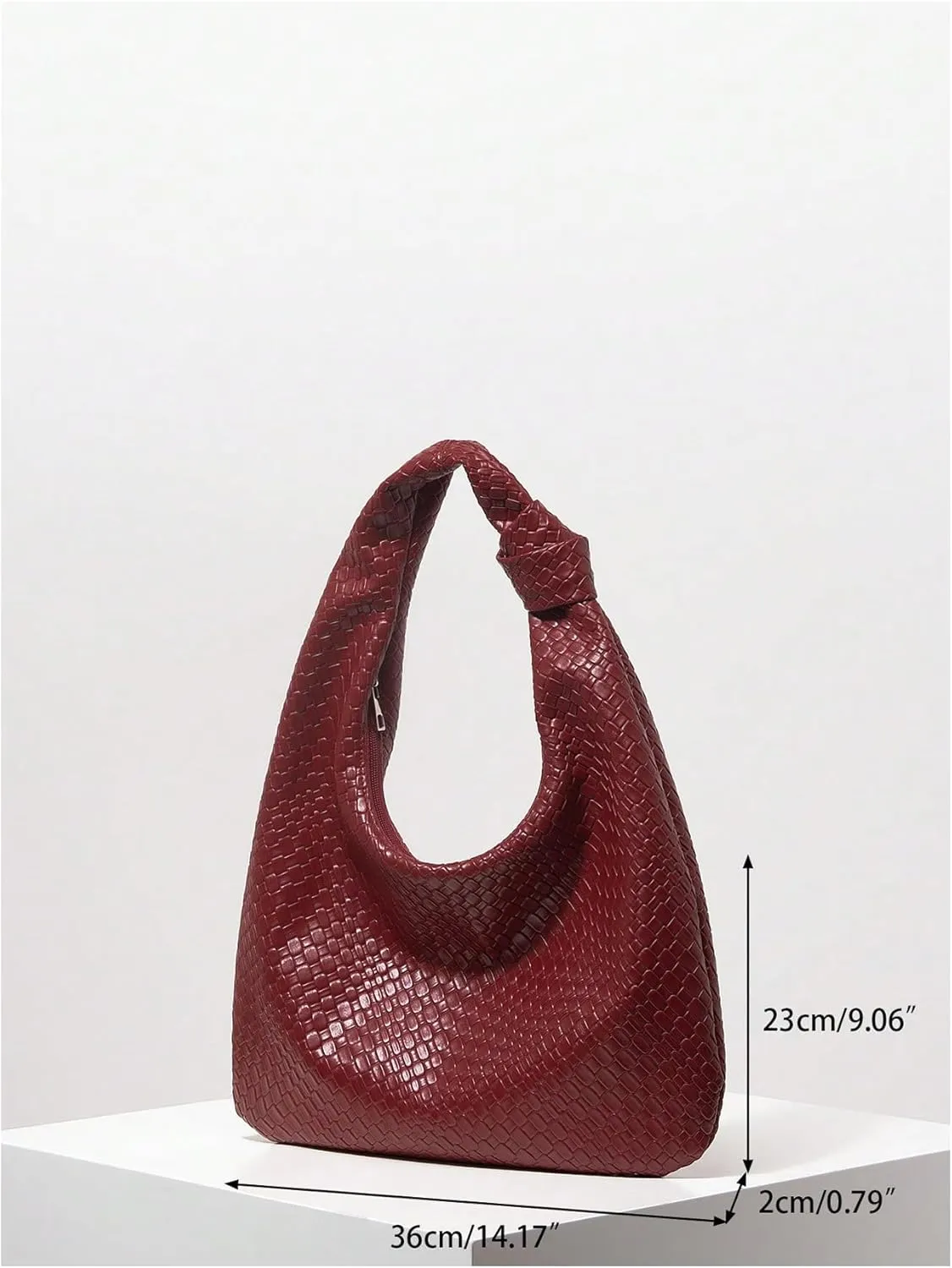 QWINEE Women's Hobo Bags Knot Strap Shoulder Bag Zipper Textured Pu Leather Tote Bag Evening Clutch Purse