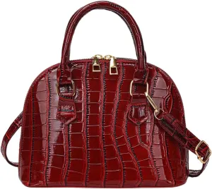 QWINEE Women's Textured Crossbody Leather Shoulder Bag Top Handle Mini Satchel Handbags Vintage Purse