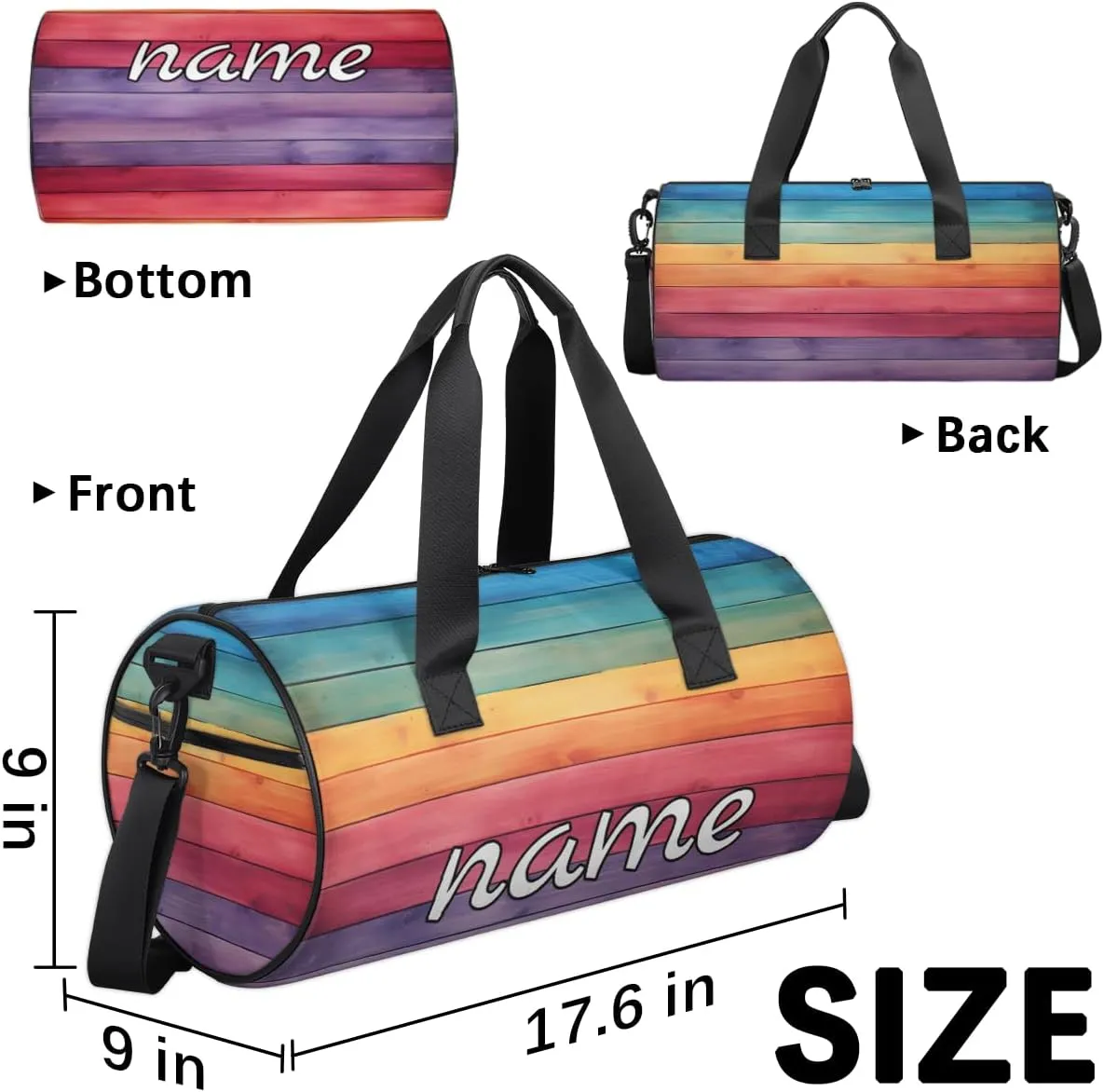 Rainbow Stripes Custom Duffel Bags Weekender Bags Custom Sport Duffel Bag Carry on Overnight Weekender Bag