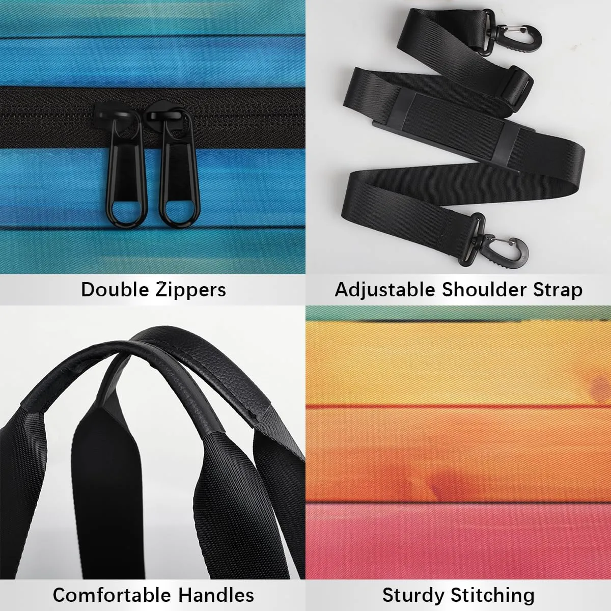 Rainbow Stripes Custom Duffel Bags Weekender Bags Custom Sport Duffel Bag Carry on Overnight Weekender Bag