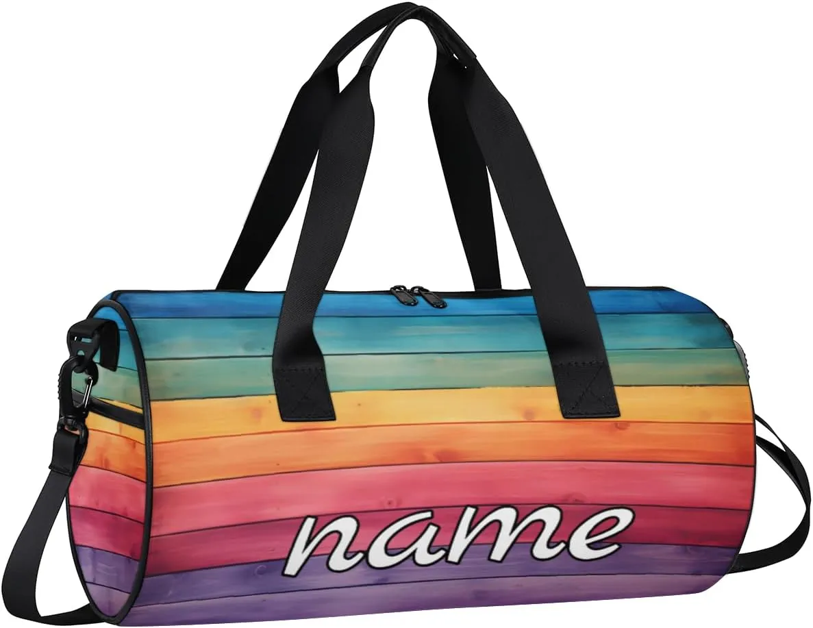Rainbow Stripes Custom Duffel Bags Weekender Bags Custom Sport Duffel Bag Carry on Overnight Weekender Bag