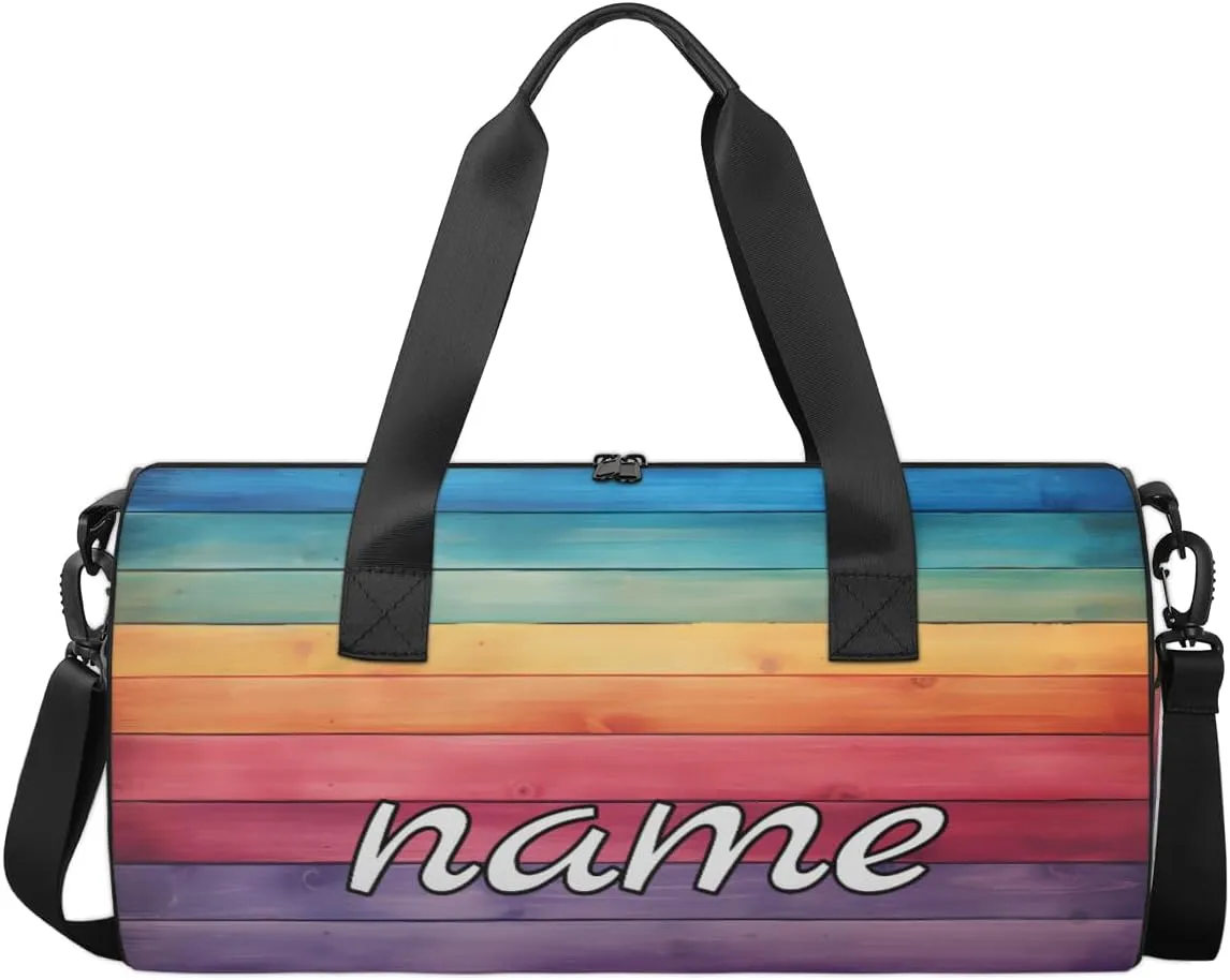 Rainbow Stripes Custom Duffel Bags Weekender Bags Custom Sport Duffel Bag Carry on Overnight Weekender Bag
