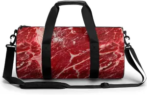 Raw Meat Beaf Large Gym Bag Novelty Lightweight Duffel Bag Travel Tote Bags