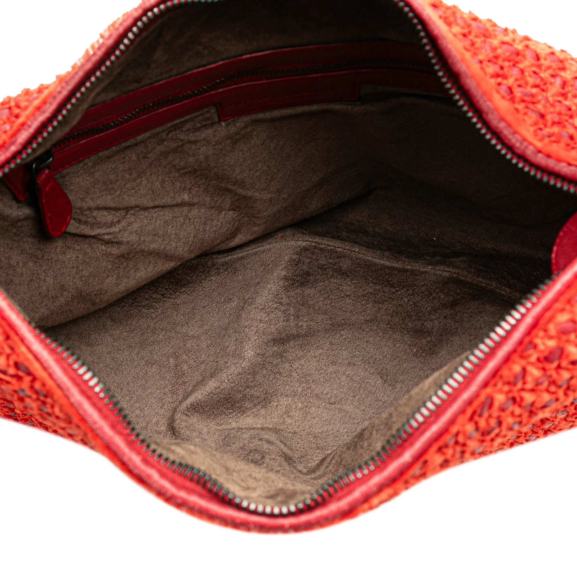 Red Bottega Veneta Small Quilted Nappa and Distressed Silk Veneta Hobo