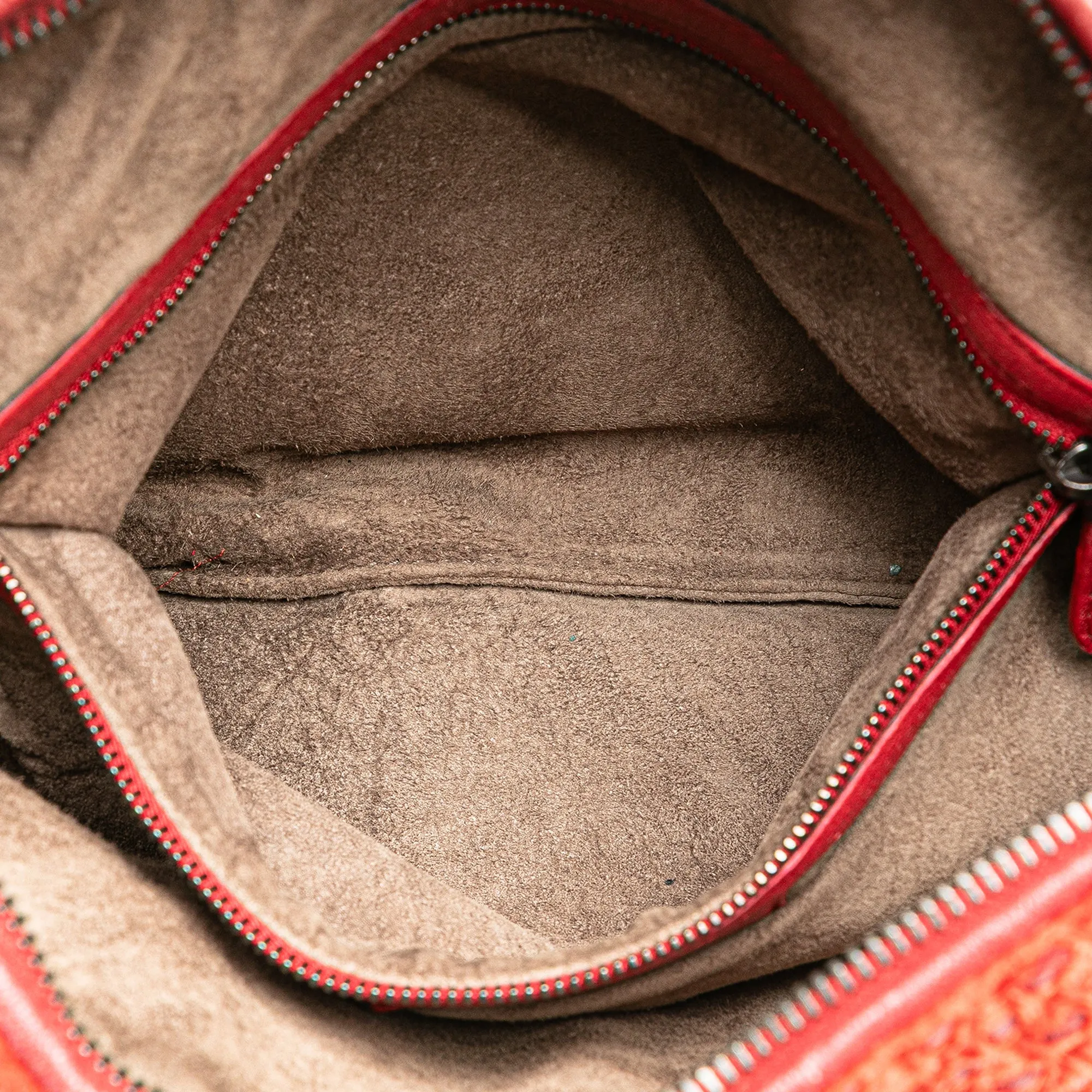Red Bottega Veneta Small Quilted Nappa and Distressed Silk Veneta Hobo