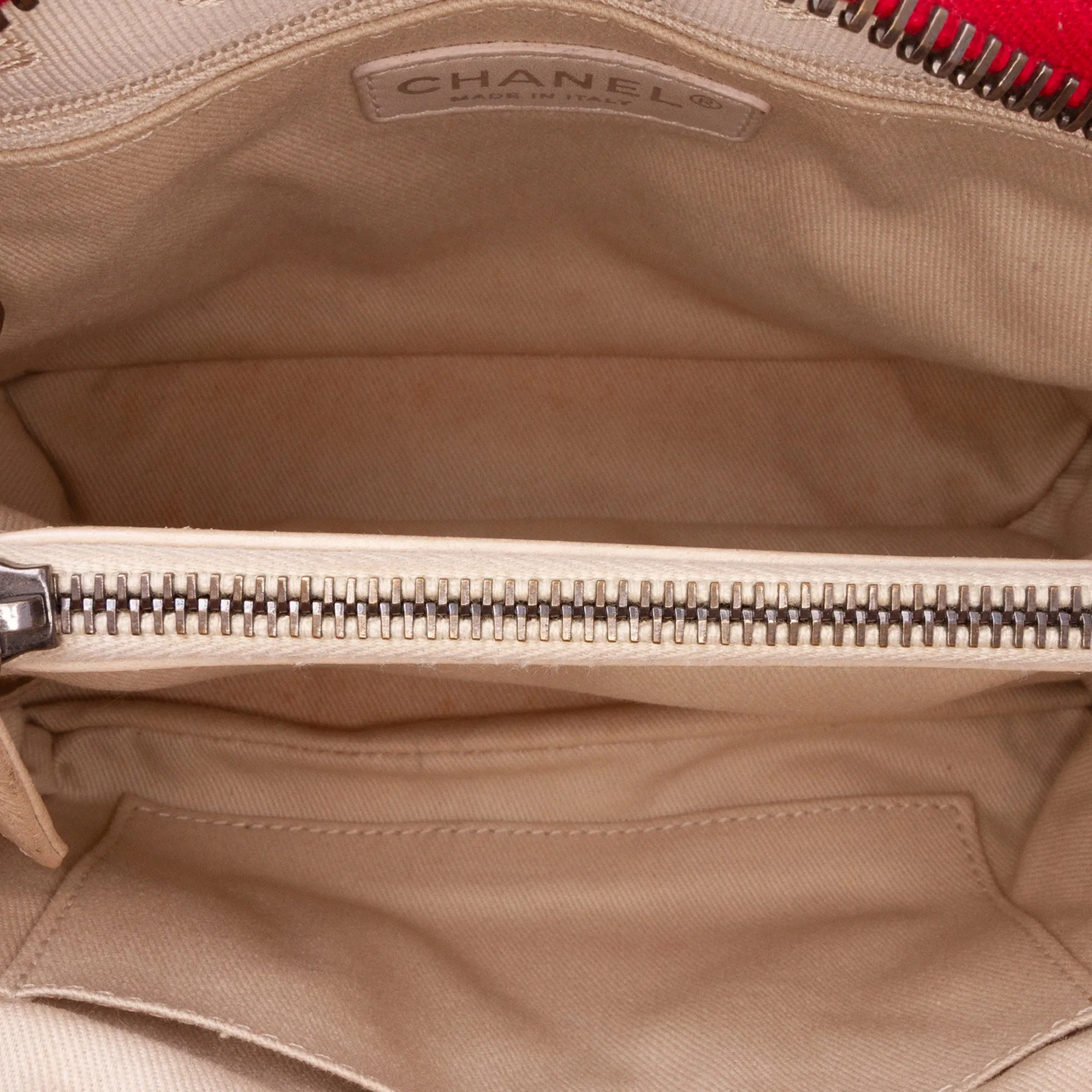 Red Chanel Small Quilted Shiny Sheepskin Boy Chained Tote Satchel