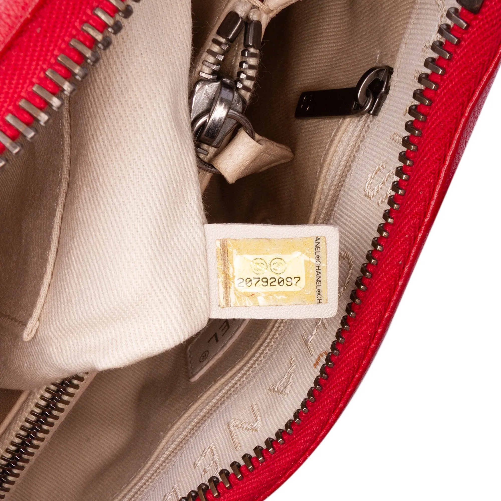 Red Chanel Small Quilted Shiny Sheepskin Boy Chained Tote Satchel