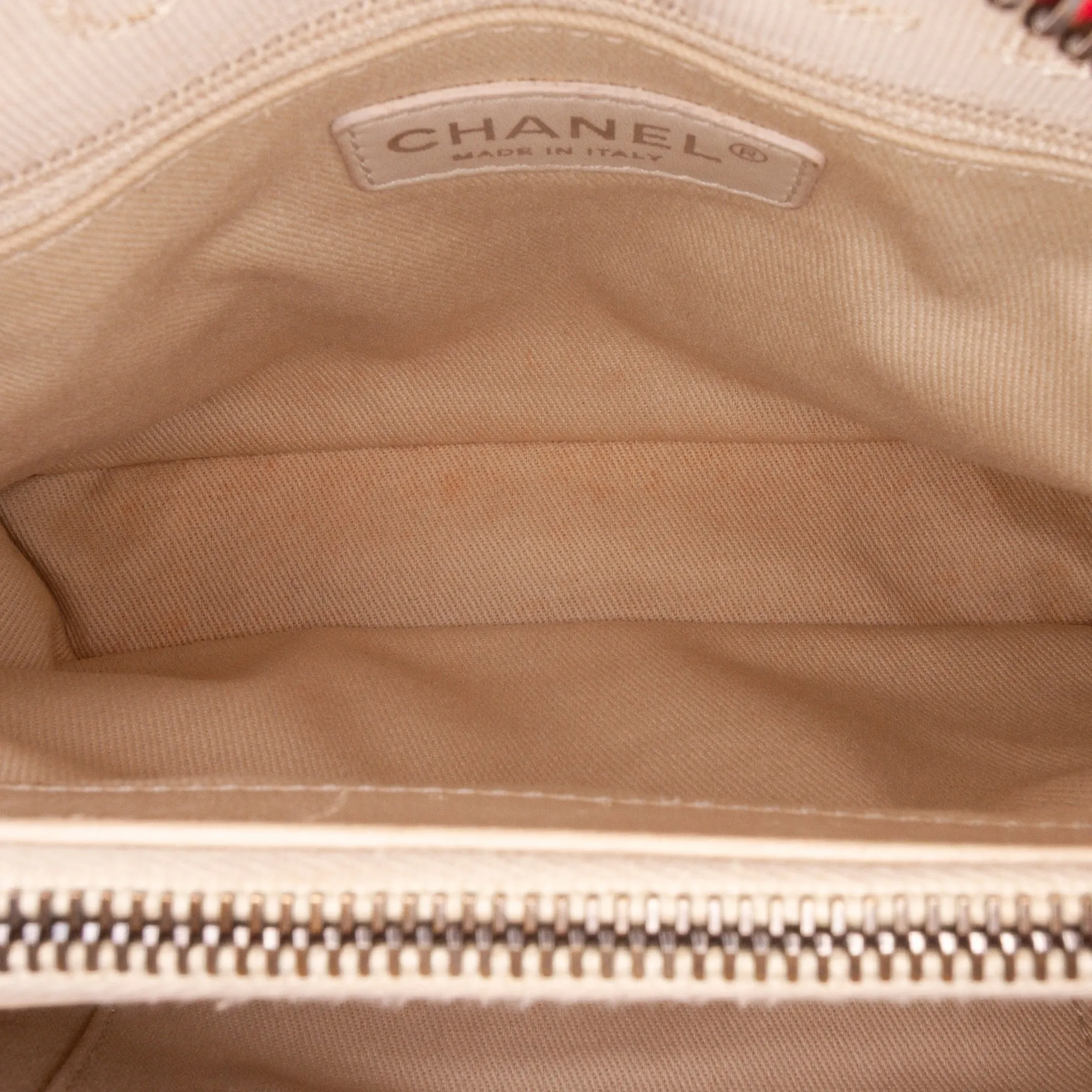 Red Chanel Small Quilted Shiny Sheepskin Boy Chained Tote Satchel