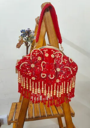 Red Embroidered Batua Bags
