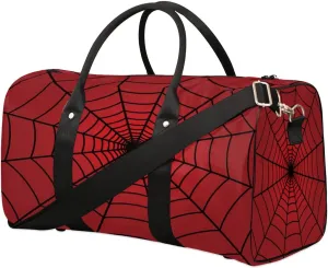 Red Spider Web Overnighter Duffel Bags for Boys Men, Waterproof Carry-On Size Sports Gym Bag for Teens Overnight Travel Weekender Sleepover Tote Bag