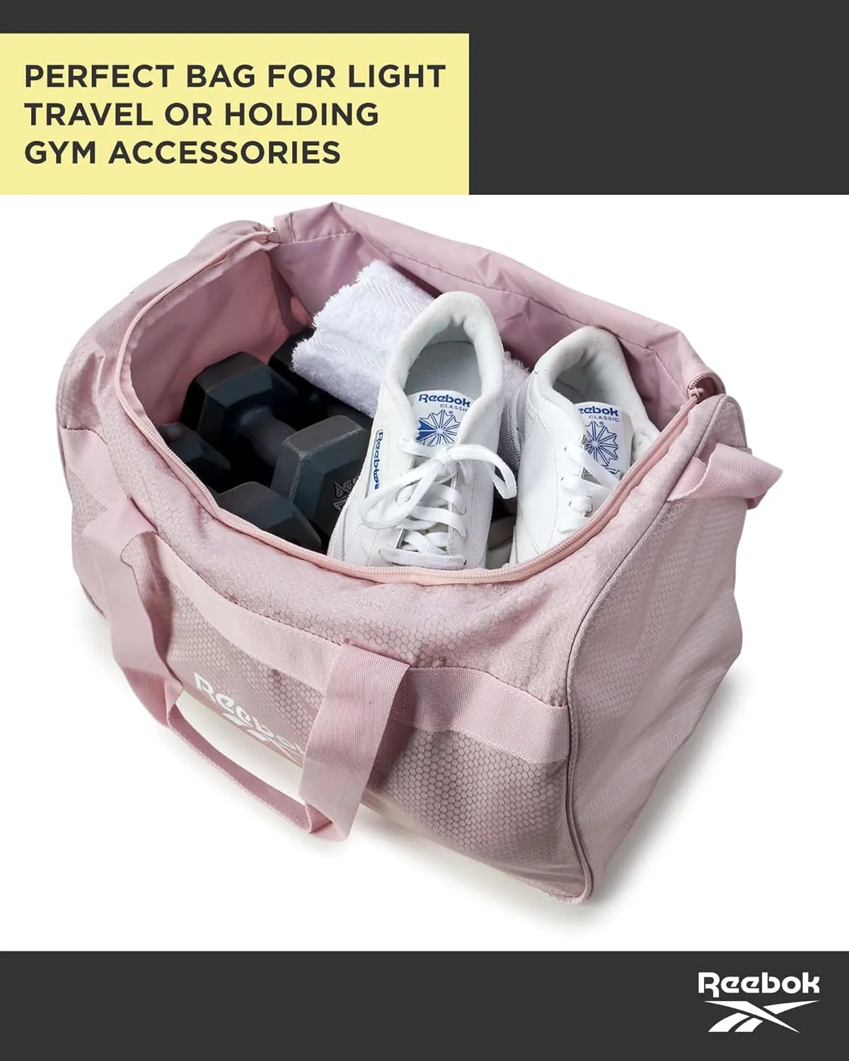Reebok Duffle Bag – Gym Bag for Women & Men, Carry On and Overnight Duffle for Travel & Fitness, Size Small, Warrior II Lilac