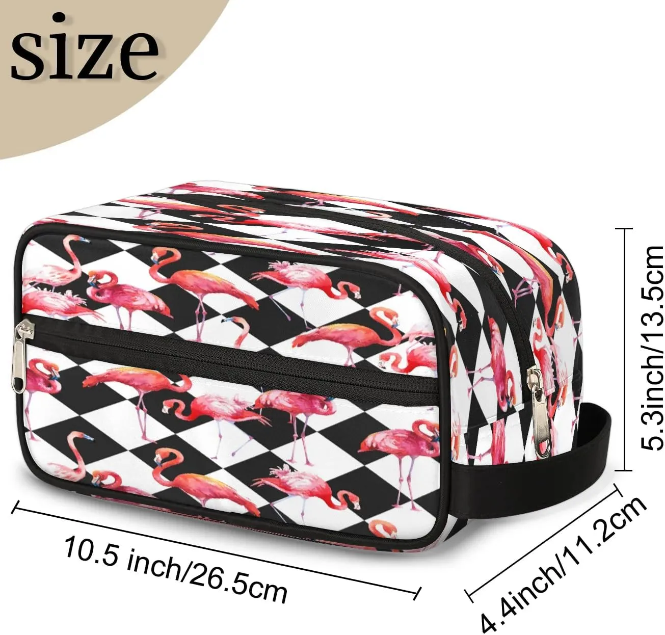 Retro Flamingo Travel Toiletry Bag for Women Men Small Cosmetic Makeup Organizer Water Resistant Shaving Bag Portable Make Up Bag Storage Bags with Handle