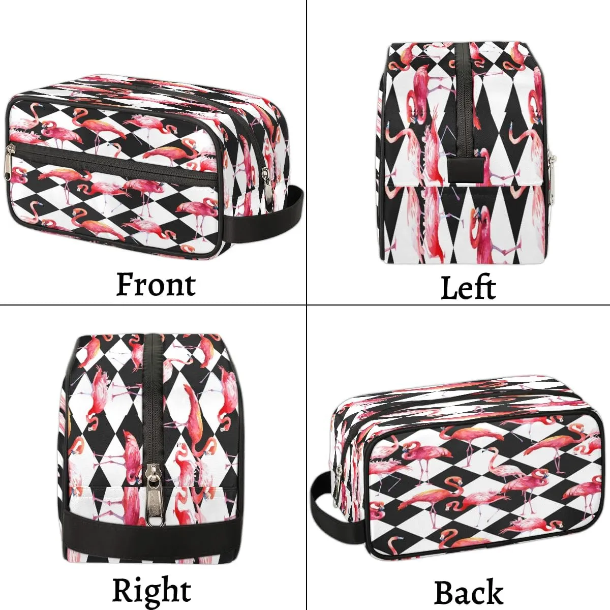 Retro Flamingo Travel Toiletry Bag for Women Men Small Cosmetic Makeup Organizer Water Resistant Shaving Bag Portable Make Up Bag Storage Bags with Handle