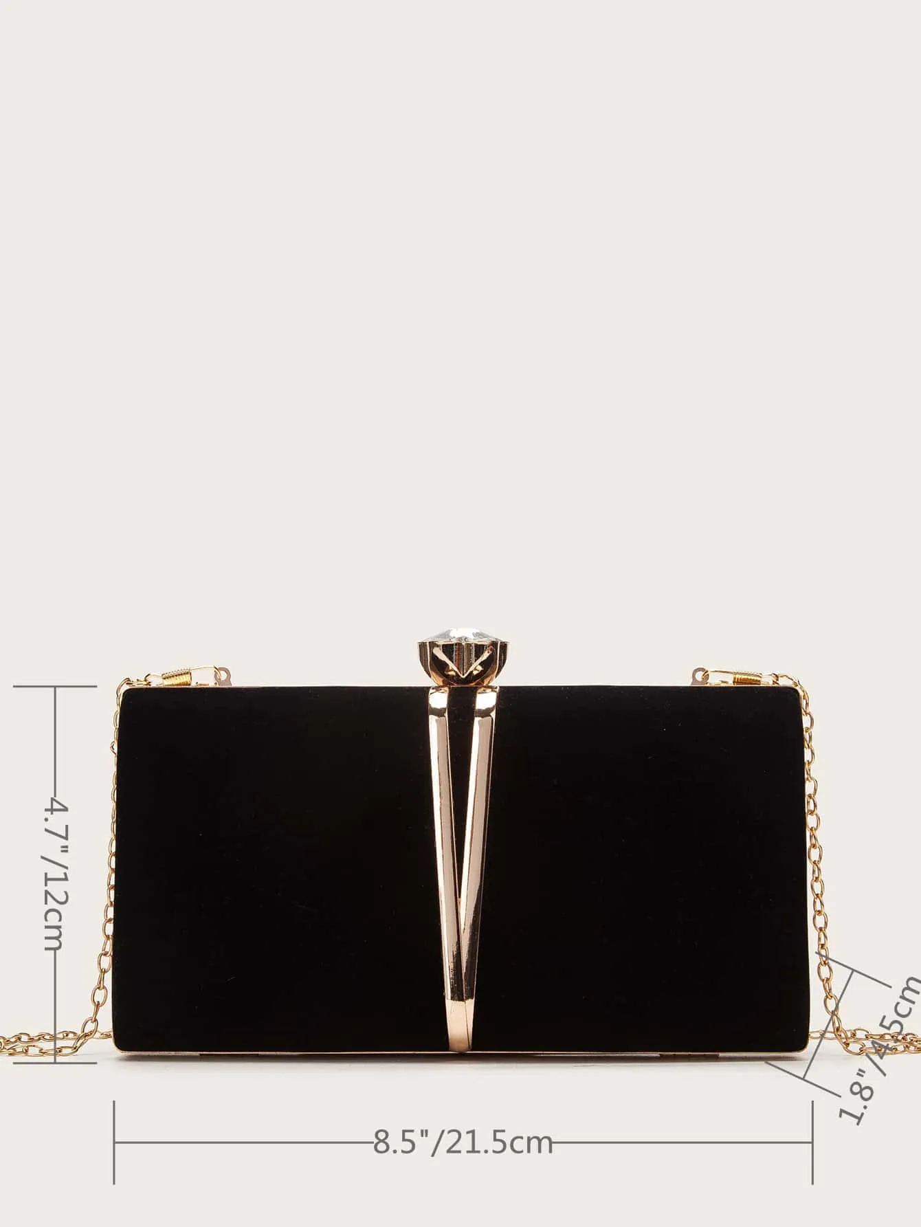 Rhinestone Decor Clip Top Chained Bag