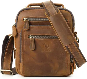Ringsun Small Leather Men's Purse, Messenger Bag for Men with Zipper, Crossbody Shoulder Bag, RS30