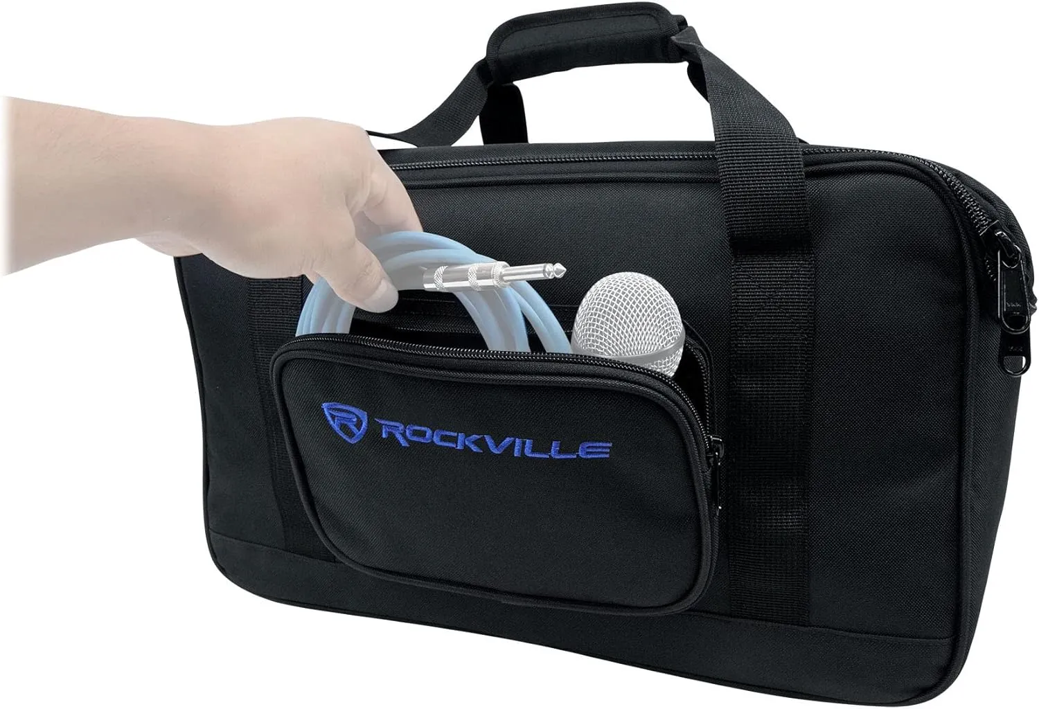 Rockville TB8 v2 Padded Speaker Bag for 8" DJ PA Speakers, Stand Holder, Thick Foam Padding, Water-Resistant, Dual YKK Zippers, Perfect for DJs and Musicians