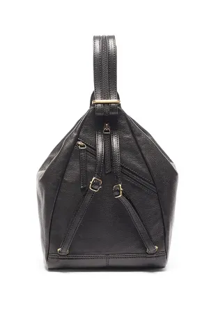 Rugged Hide Leather Bag - Deb Backpack in Black