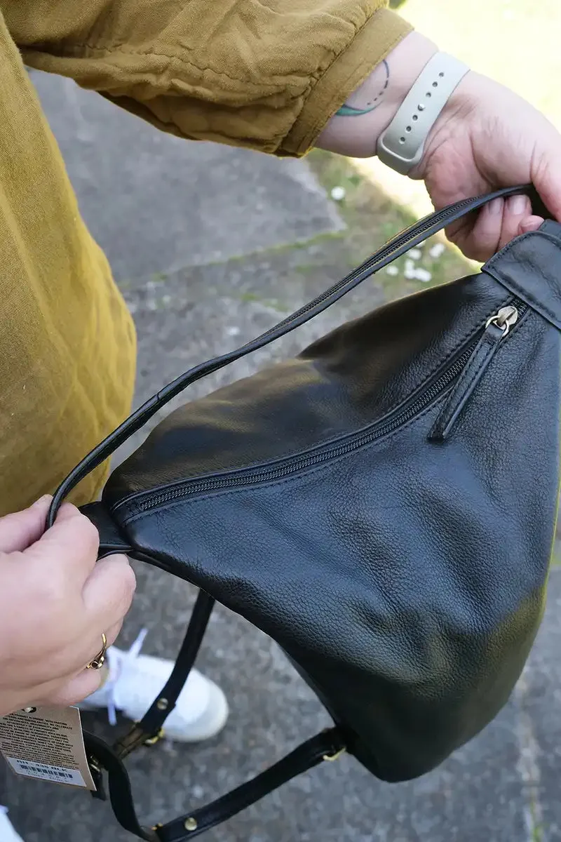 Rugged Hide Leather Bag - Deb Backpack in Black