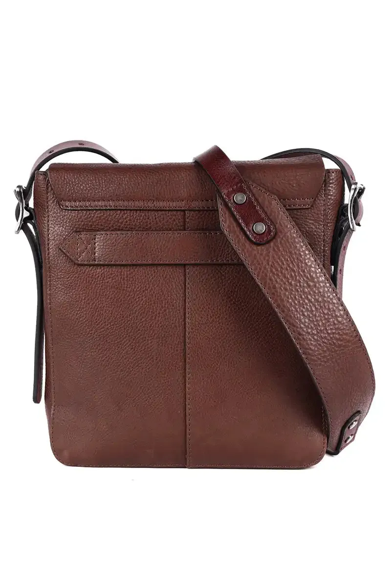Rugged Hide Leather Wynyard Satchel Bag in Brown