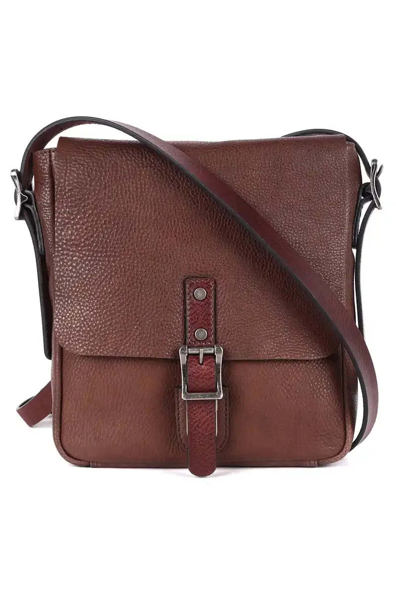 Rugged Hide Leather Wynyard Satchel Bag in Brown
