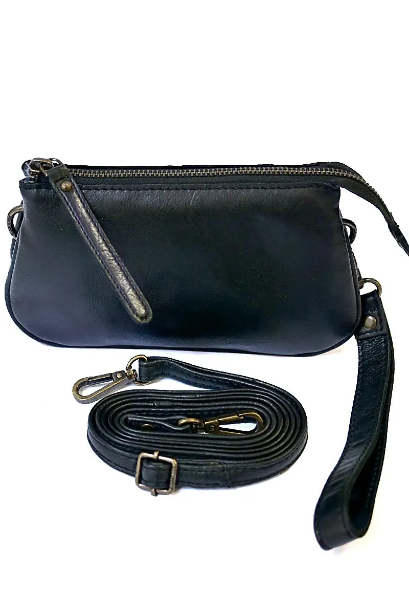 Rugged Hide St Kilda Clutch Wallet in Black
