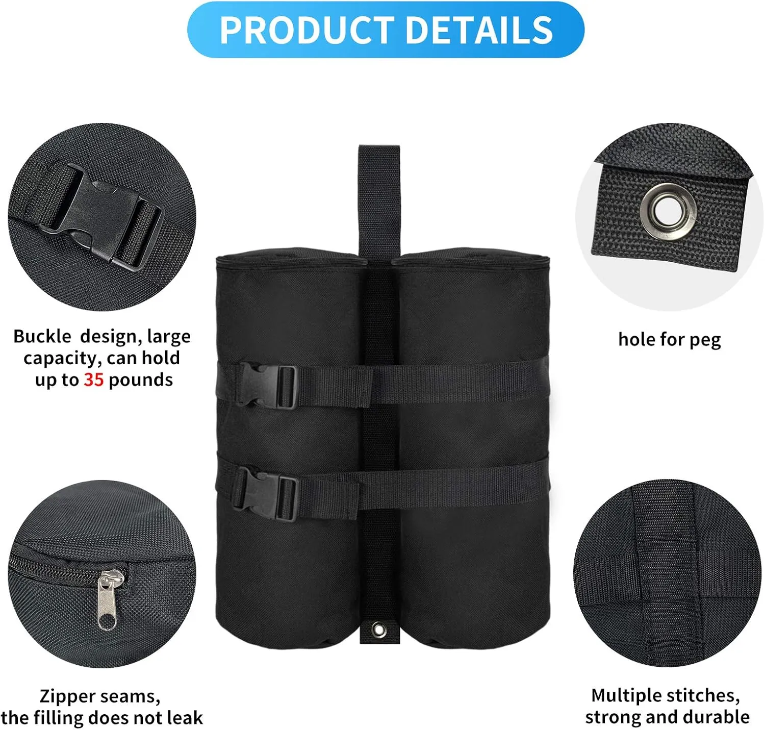 Sand Weight Bags(140lbs) for Pop up Tent,1680D Heavy Duty Weights Sand Bags for Outdoor,Set of 4