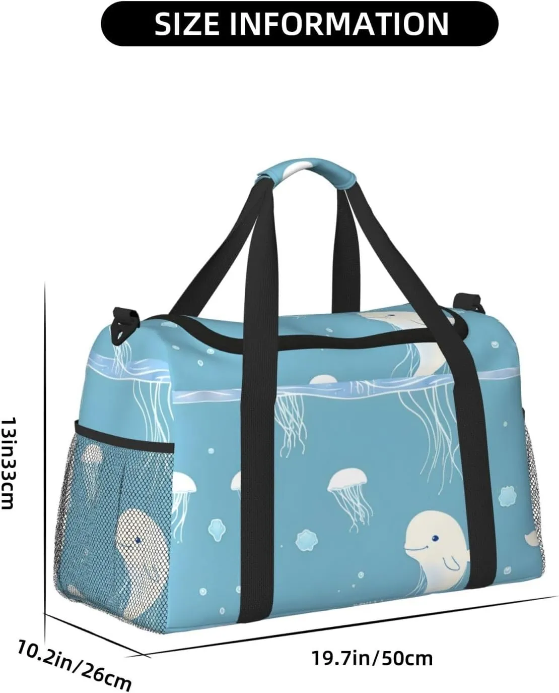 Sea Whale And Jellyfish Travel Bag, Weekender Bags For Women Men For Outdoor Adventures, Ideal For Camping And Hiking