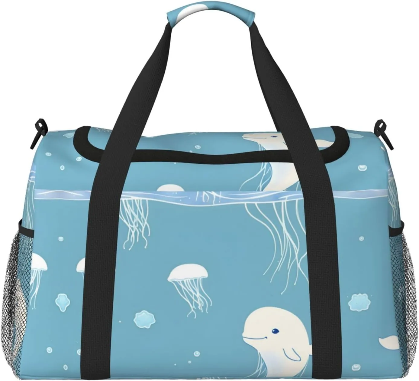 Sea Whale And Jellyfish Travel Bag, Weekender Bags For Women Men For Outdoor Adventures, Ideal For Camping And Hiking