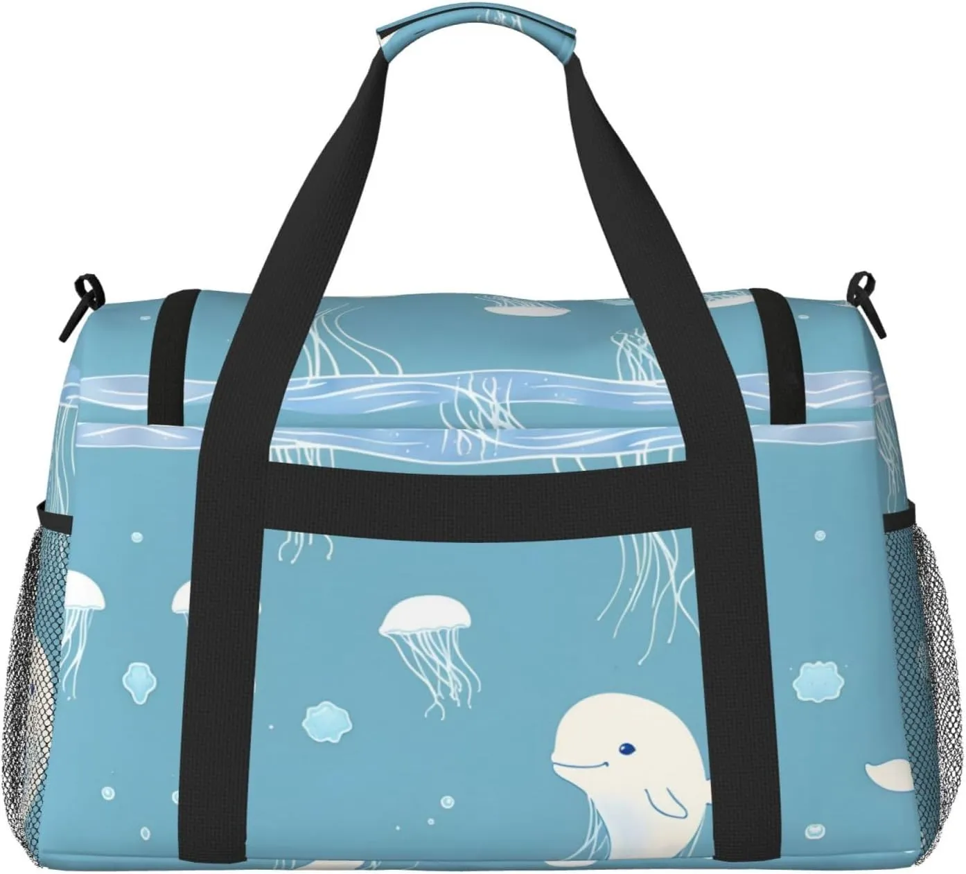 Sea Whale And Jellyfish Travel Bag, Weekender Bags For Women Men For Outdoor Adventures, Ideal For Camping And Hiking