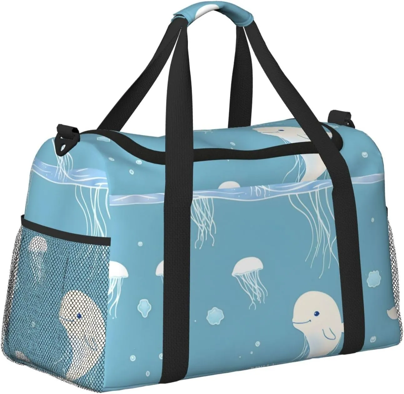 Sea Whale And Jellyfish Travel Bag, Weekender Bags For Women Men For Outdoor Adventures, Ideal For Camping And Hiking