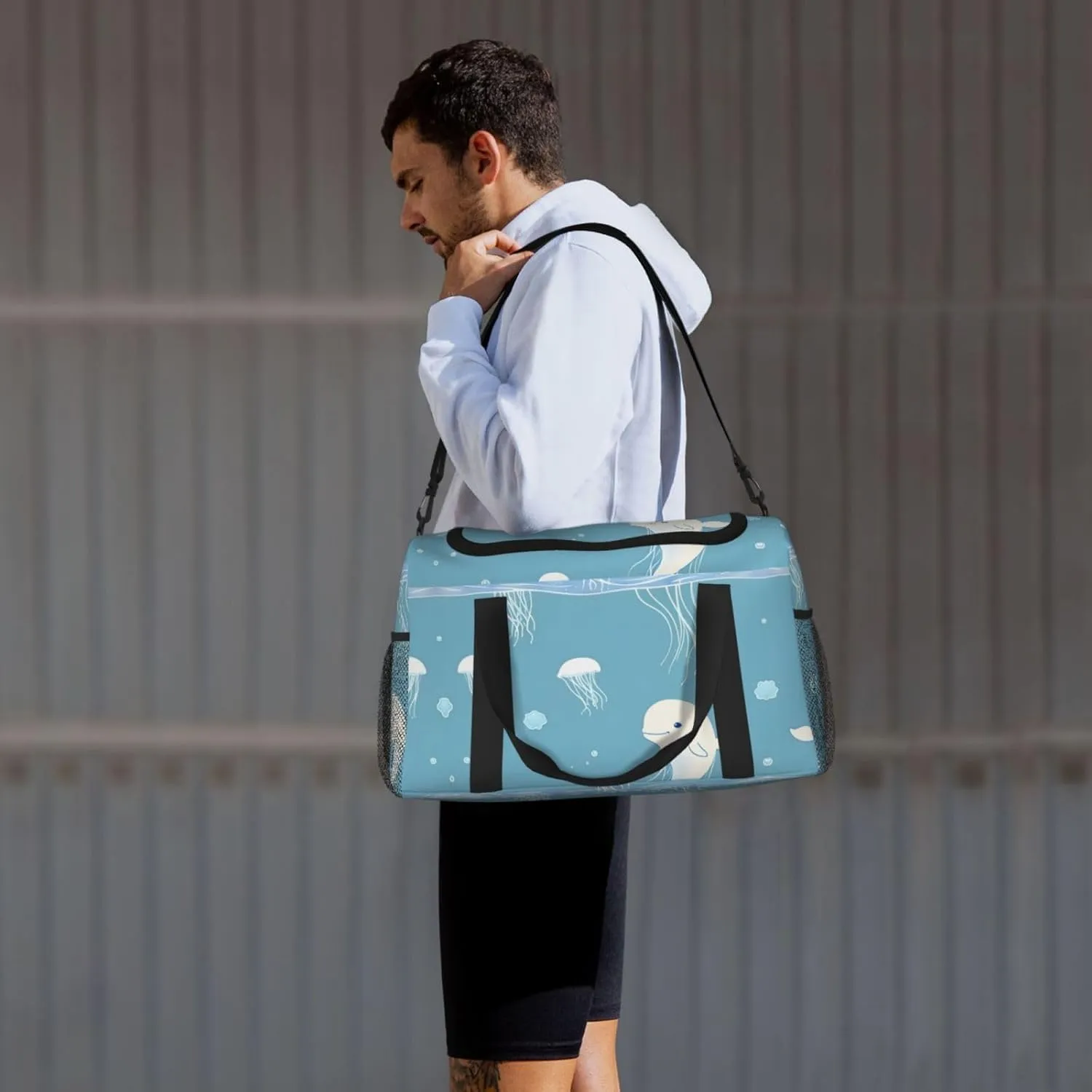 Sea Whale And Jellyfish Travel Bag, Weekender Bags For Women Men For Outdoor Adventures, Ideal For Camping And Hiking