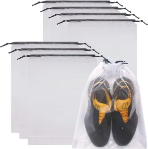 Set of 8 Transparent Shoe Bags for Travel Large Clear Plastic Shoes Storage Organizers Pouch with Rope for Men and Women